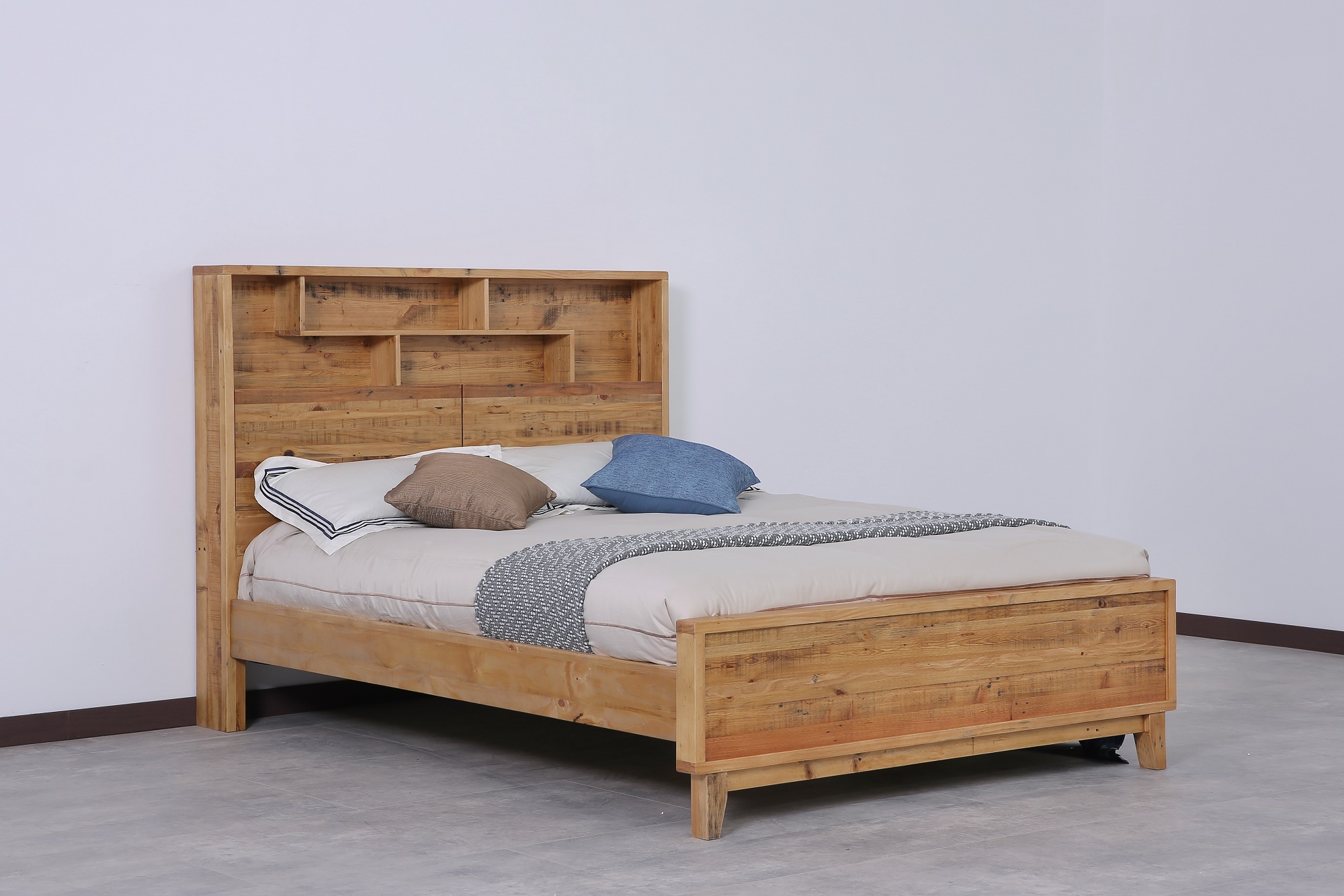 Frobe Timber Bookshelf Bed Frame